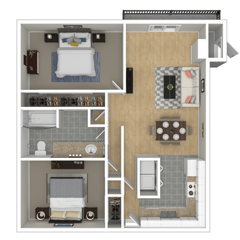 a floor plan of a two bedroom apartment with a bathroom and a balcony apartment